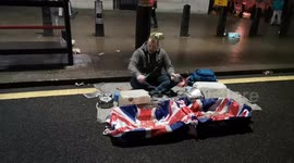 Man Plays A Tune On Scrap To Celebrate Brexit Day