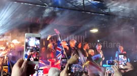 UK Brexit Day stage and crowds gathered in London with flags waving in Parliament Square London to celebrate officially leaving the European Union Full Video