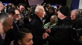 Biden greets supporters at rally in Waterloo, Iowa