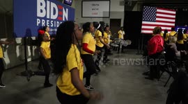 Iowa: Dance team performs at Biden rally