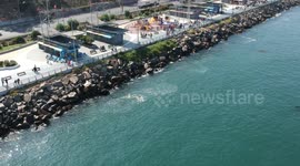 Drone footage of the Port of San Antonio.