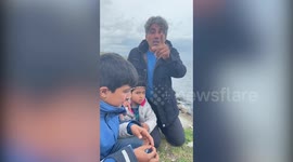 Refugee father gives chilling plea after children tear gassed in clashes on Greek island