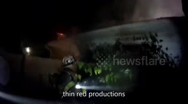 Helmet Camera footage of house fire with collapse