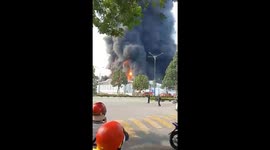 Huge fire destroys wood processing factory in Vietnam