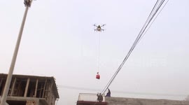 Drone used to deliver groceries for quarantined villagers in China amid coronavirus outbreak