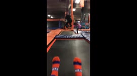 Sky Zone Trampoline Park - Kid Almost Gets Kicked