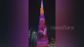 Light show tribute to Kobe Bryant on the Burj Al Khalifa building in Dubai