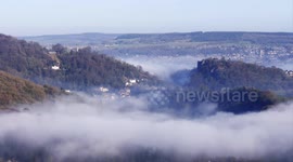 Atmospheric timelapse shows cloud inversion over UK village