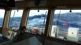 Rescue ship comes about in middle of North Sea storm