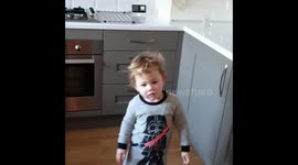 2 year old Toddler dancing in kitchen to eminem