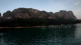 Morning boat trip on an amazing calm lake