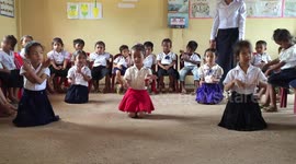 Khmer Pupils Practice Traditional Dance