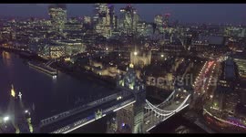 London Tower Bridge Night Time Drone Shot (PANNING SHOT 4K)