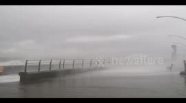 Storm Ciara waves crash over Blackpool promenade