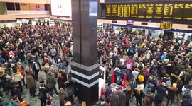 Euston Station overcrowded as Storm Ciara brings travel chaos