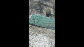 Elland bridge...container stuck