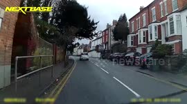 Scary moment roof debris nearly hits car during Storm Ciara in Leicestershire