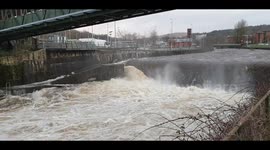 River Taff seen moving fast during Storm Ciara