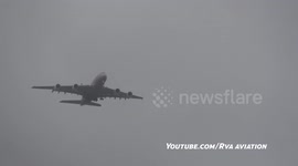 Planes struggle to land at London Heathrow Airport in Storm Ciara