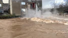 Moment restaurant collapses into raging river in Scotland during Storm Ciara