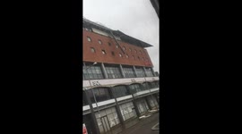 Car narrowly avoids getting crushed by falling debris during Storm Ciara