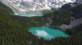 Drone footage of Beautiful hidden lakes in Canada