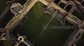 Drone footage of ancient welsh castle