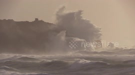 Storm Ciara: 200-ft high waves pummel cliffs in Cornwall