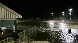 Storm Ciara sends water crashing over flood defences in Northern Ireland