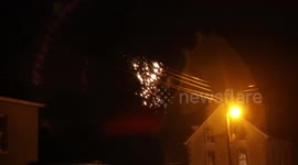 Sparks fly as Storm Ciara damages power Lines in Castlerock, Northern Ireland
