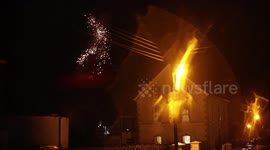Slow Motion Video of Damaged Power Lines Flashing & Sparking