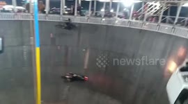 Chilling moment biker falls during live stunt, sustains critical injuries in central India