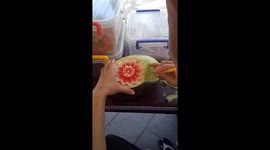 Witness the art of watermelon flower sculpting