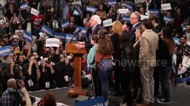 Bernie Sanders receives applause after winning New Hampshire primary