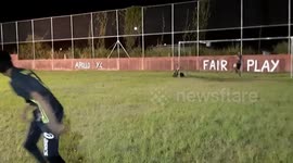Crazy volleyed football kick