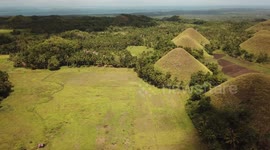 Drone footage of chocolate hills in Philippines