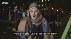 Extinction Rebellion with a Valentine's Day singalong for the planet in Parliament Square