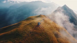 Incredible drone footage showcases the Philippines' Kulagu Mountain towering above sea of clouds
