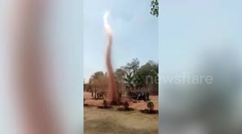 Dust devil interrupts college sports event in south India