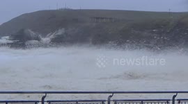 Dramatic Sea & Blowing Sea Foma During Storm Ciara