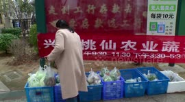 Self-service vegetable stall is set up near residential community to avoid spread of coronavirus
