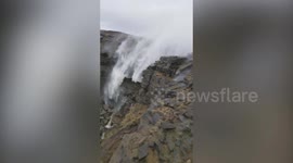 Spectacular video shows moment Peak District waterfall appeared to flow backwards during Storm Ciara