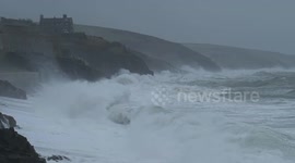 Storm Dennis batters Cornwall coast at Porthleven
