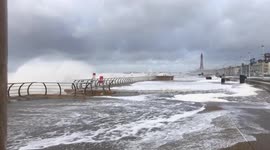 Rough sea during storm in Blackpool