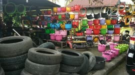 high-value waste tire crafts in the paddock