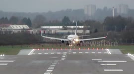 Terrifying bumpy landings at UK airport in Storm Dennis crosswinds