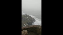 Storm Dennis lashing the North Wales coast at South Stack, Holyhead