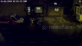 CCTV captures Storm Dennis topple brick wall and take out lamppost in London
