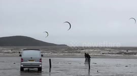 Storm Dennis creates wind and waves for surfers in Weston-Super-Mare