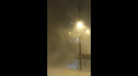 Hurricane like winds at 90m/h knock and crackle window during record breaking snowstorm